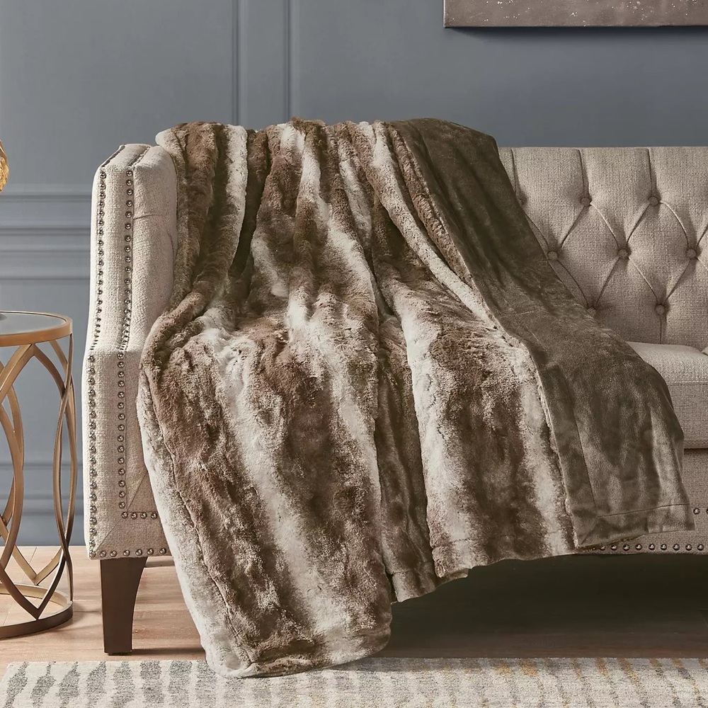 Dark Brown Faux Fur Oversized Throw
